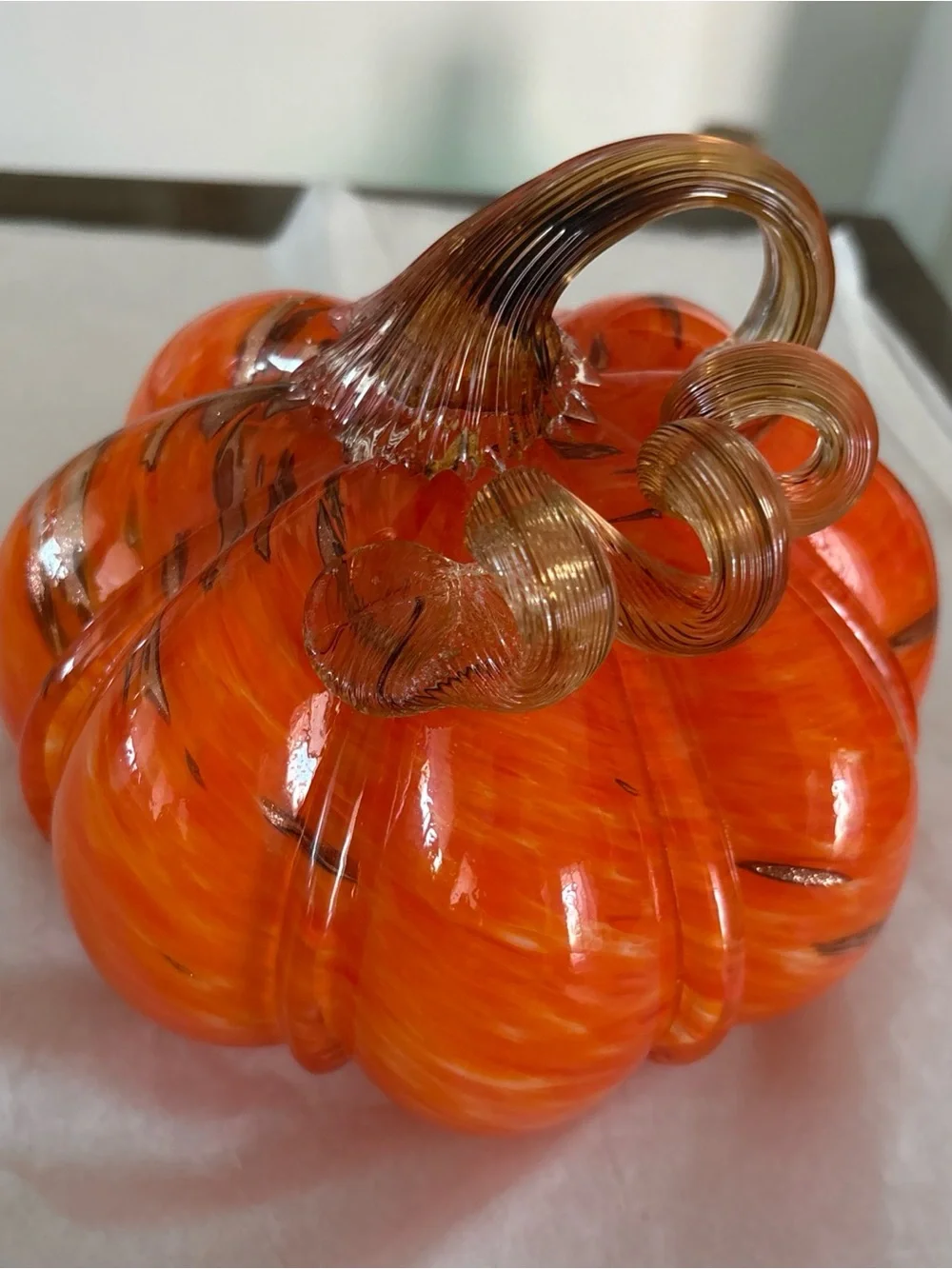 Martha Stewart Handblown Glass Multi-colored Pumpkin  Beautiful colors of orange